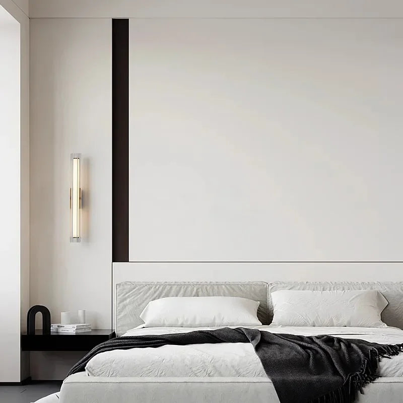 applique murale moderne minimaliste noir blanche argentée fixation murale translucide chambre coucher