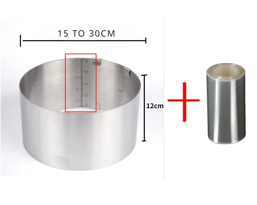 Anneau gâteau argenté moderne fixations rubans adhésifs grille dimensions utilitaire lisse brossé respectueux environnement