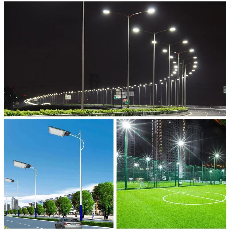lampe rue led 100w ip65 industrielle noire moderne câble vis fixation aluminium contemporaineextérieur