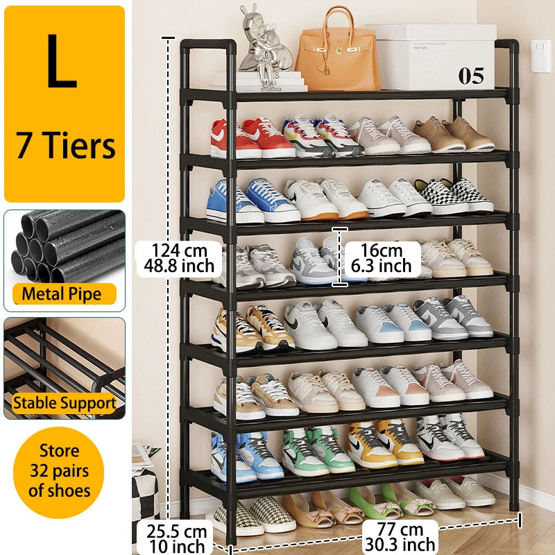 étagère chaussures noire moderne multi niveaux grande capacité chambre entrée garage salon