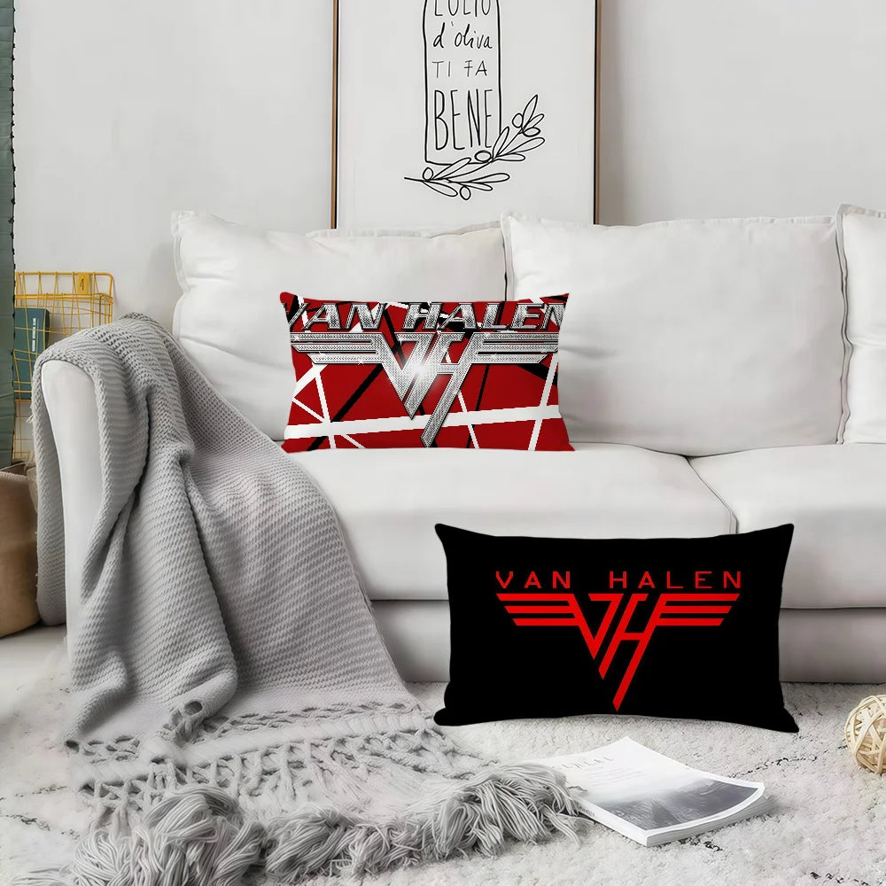 housse coussin imprimé rock band van halen 100 polyester double face moderne diagonale rouge