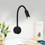 lampe murale led bras articulé tête orientable moderne minimaliste noir blanc argenté doré chambre