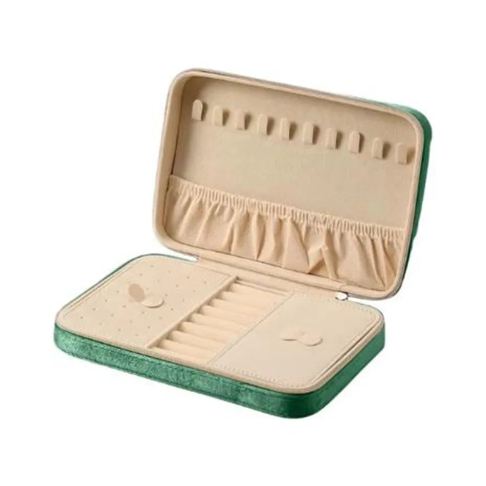 boîte bijoux velours moderne zip couleur vert rose bleu beige miroir compartiments