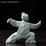 figurine tai chi métal gris clair asiatique minimaliste zen ornement maison