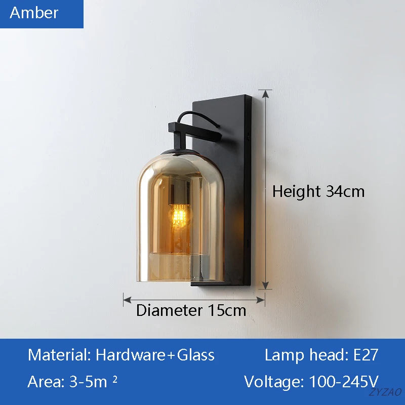 lampes murales modernes transparentes base métallique noir doré led filament