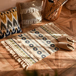 tapis boho chic géométrique coton pompons antidérapant intérieur étoiles cercles triangles