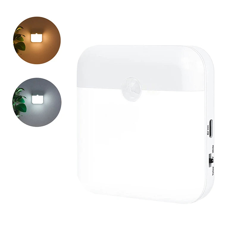lampe chevet led rechargeable adhésif détecteur mouvement blanc moderne sans fil usb