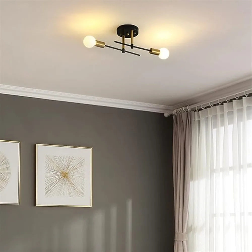 plafonnier industriel moderne suspension transparente noir doré salon chambre
