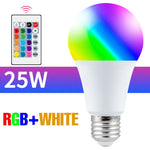 ampoule led rgb 25w e27 blanc multicolore transparente moderne télécommande 24touches lumière ambiance chambre