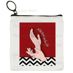 pochette unisexe toile zigzag blanc noir moderne graphique fermeture éclair blanc rouge gris tube