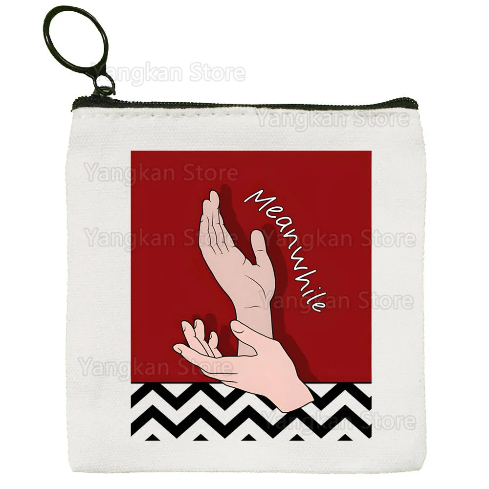 pochette unisexe toile zigzag blanc noir moderne graphique fermeture éclair blanc rouge gris tube