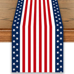 table runner polyester rouge blanc bleu motifs rayés étoiles drapeau américain anniversaire fête indépendance