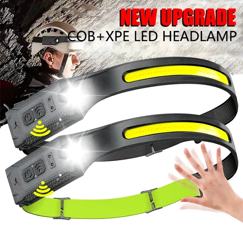 lampe frontale led rechargeable usb modes lumière camping sécurité noir vert fluo