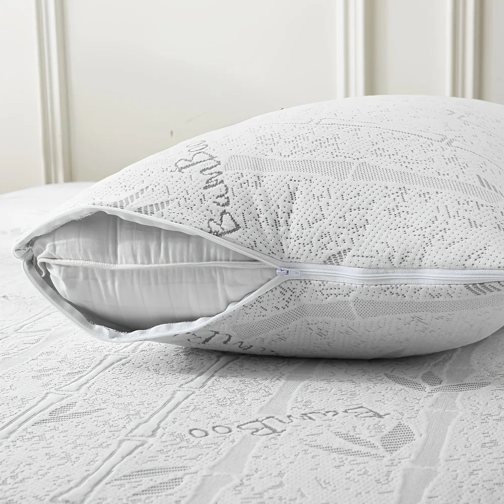 protège oreiller imperméable fibre bambou blanc vert clair moderne glissière 26x20cm 30x20cm 35x20cm 40x20cm