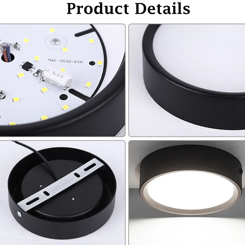 Lampe led downlight 3w 5w 10w 15w 25w blanc noir moderne minimaliste montage