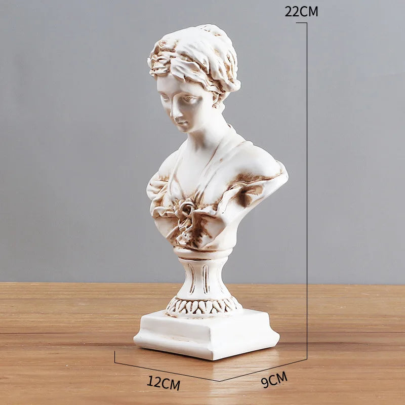 statue déesse vénus résine blanche effet vieilli relief floral base architecturale decoration intérieure antique