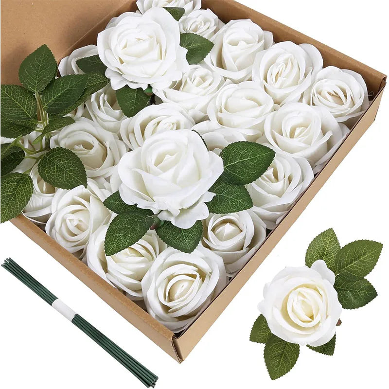 Roses artificielles velours rouge foncé bouquet decoration mariage anniversaire intérieur classique