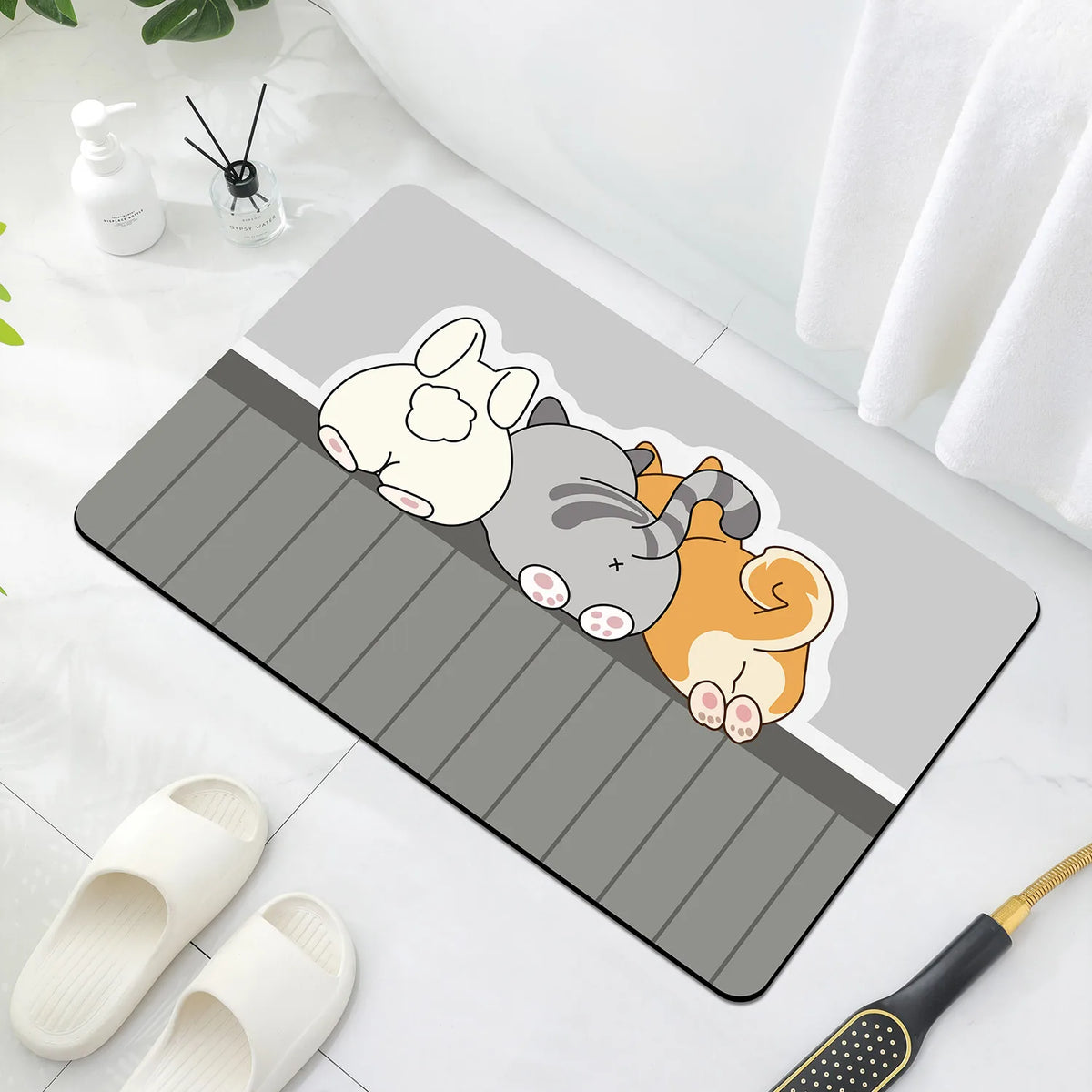 tapis sol antidérapant imperméable adhésif dessins animaux moderne beige gris marron bleu