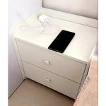 meuble chambre coucher moderne deux tiroirs bois gris blanc minimalistetable nuitcommodechevetappréciablesauvage