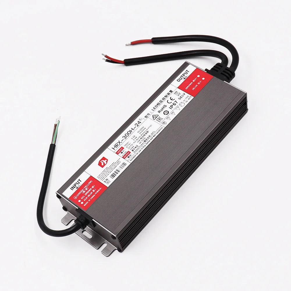 transformateur électrique led 12v 24v ip67 gris rayures clips câbles