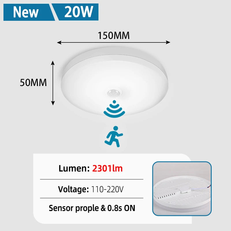 lampe détecteur mouvement blanc moderne 20w 30w 40w 15lumieres led