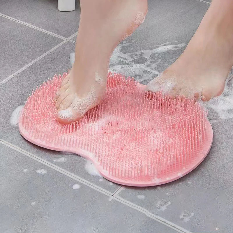 tapis bain silicone rose clair surface rugueuse moderne