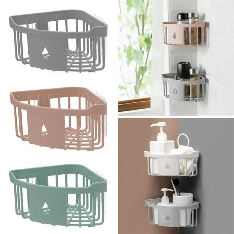 étagère rangement moderne rose pâle support mural adhésif simple structure mailles