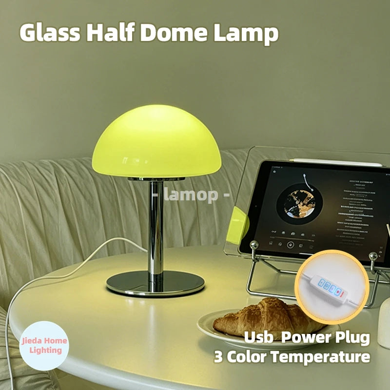 lampe poser moderne jaune blanc contemporain interrupteur tactile verre fer alimentation usb