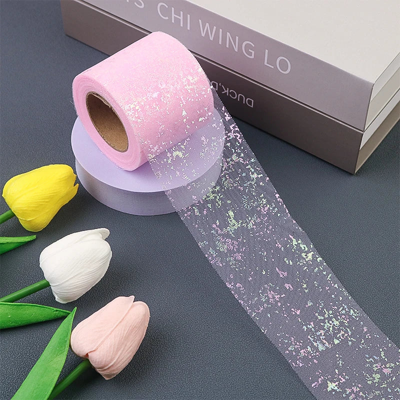 ruban pailleté moderne élégant adhésif rose violet vert beige bleuclair polyester 25yards