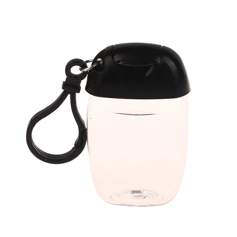 bouteilles rechargeables transparentes modernes couleurs variées anneaux fixation pratique distributeurs savon main cosmétiques alcool