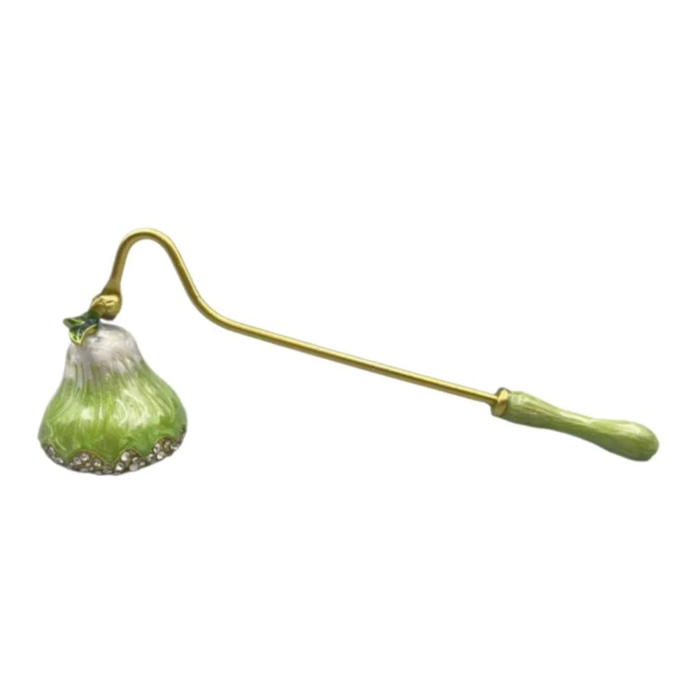 bougie allumette artisanale verte dorée motif floral vintage tringle fixée support