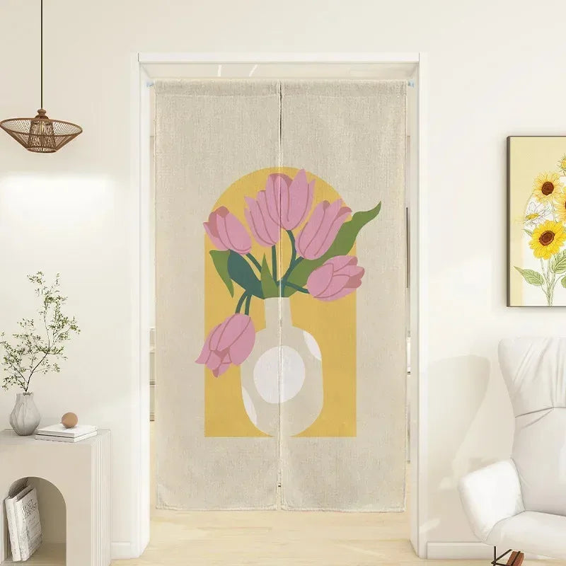 Vue d'ensemble du rideau dans un salon décoré style japonais