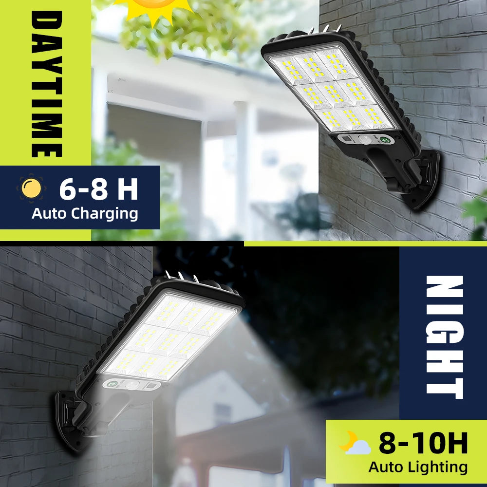lampe solaire murale détecteur mouvement led noire ip65 moderne télécommande contrôle distant 18+lumières abs