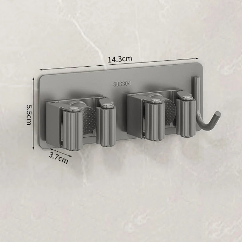 porte balais porte couverts adhésif mur noir gris moderne rangement cuisine salle bain