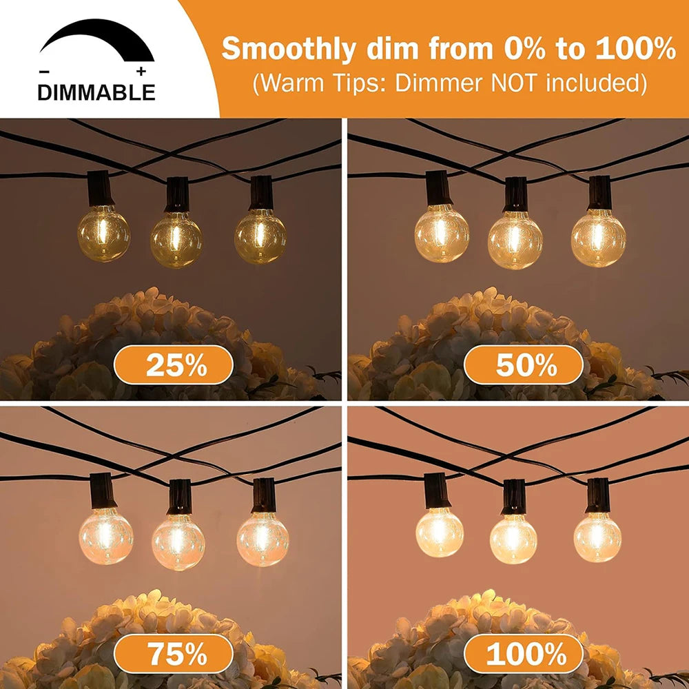 guirlande lumineuse vintage 15 ampoules transparentes clips extérieures 220v 110v