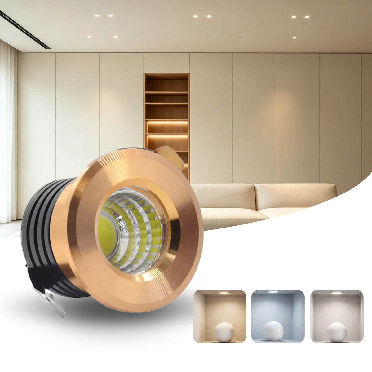Spot LED 3W Noir Blanc Or Moderne Adhésif 220V LED Driver