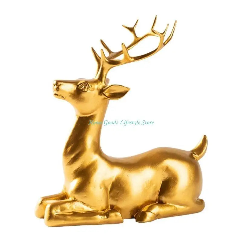 statue cerf doré résine moderne or floral décoration intérieure brillante élégante festive amour