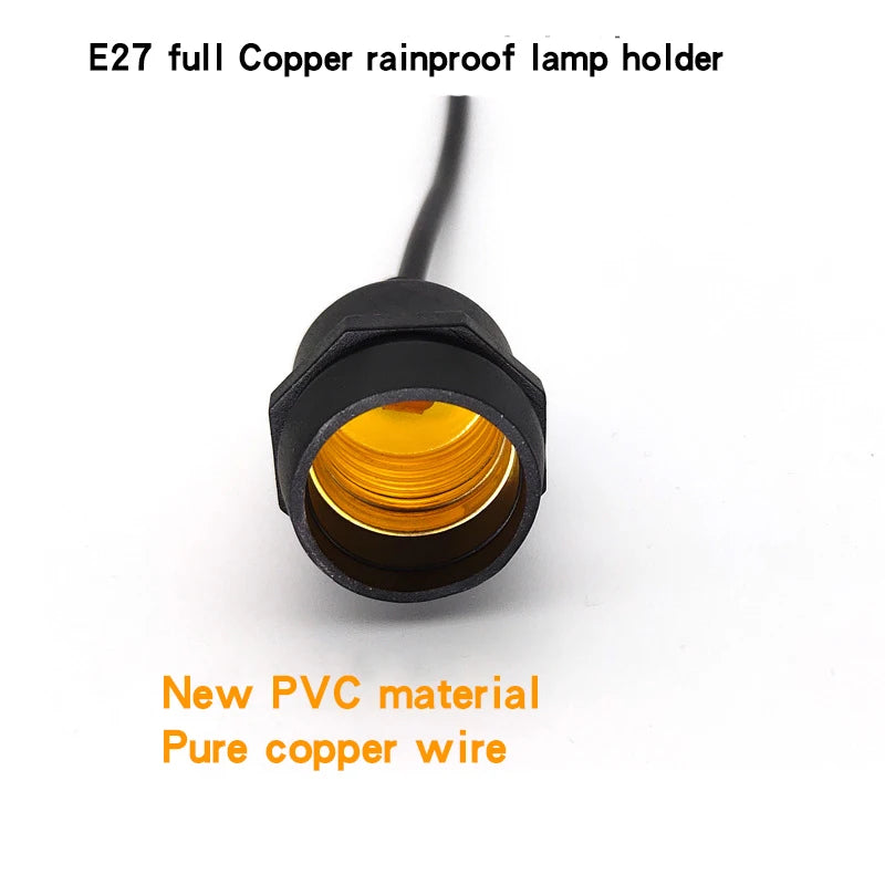 support ampoule e27 noir ip67 cable cuivre 10cm 20cm 30cm 50cm 100cm 200cm pvc