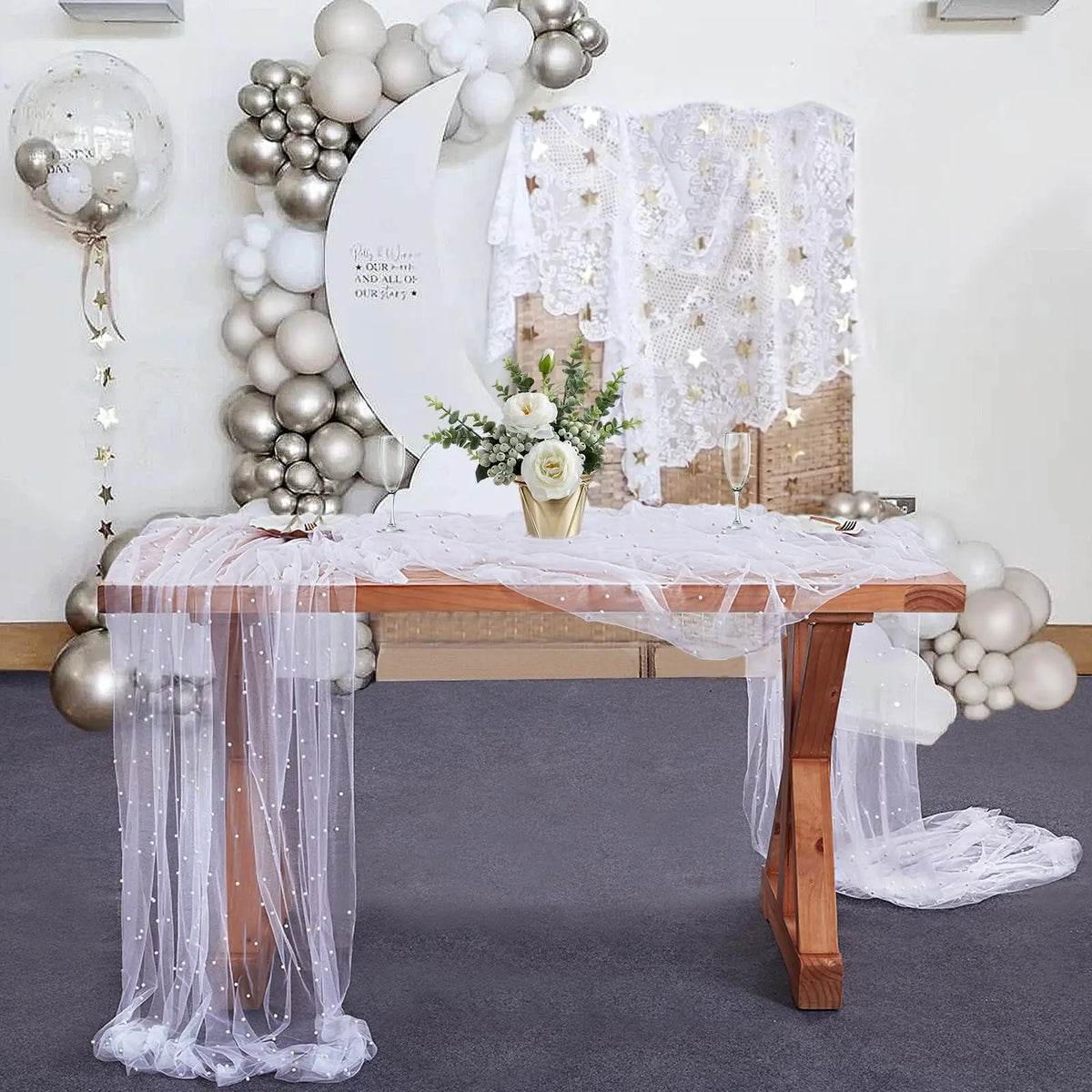nappe tulle perlée transparente élégante mariage blanc noir rose vert