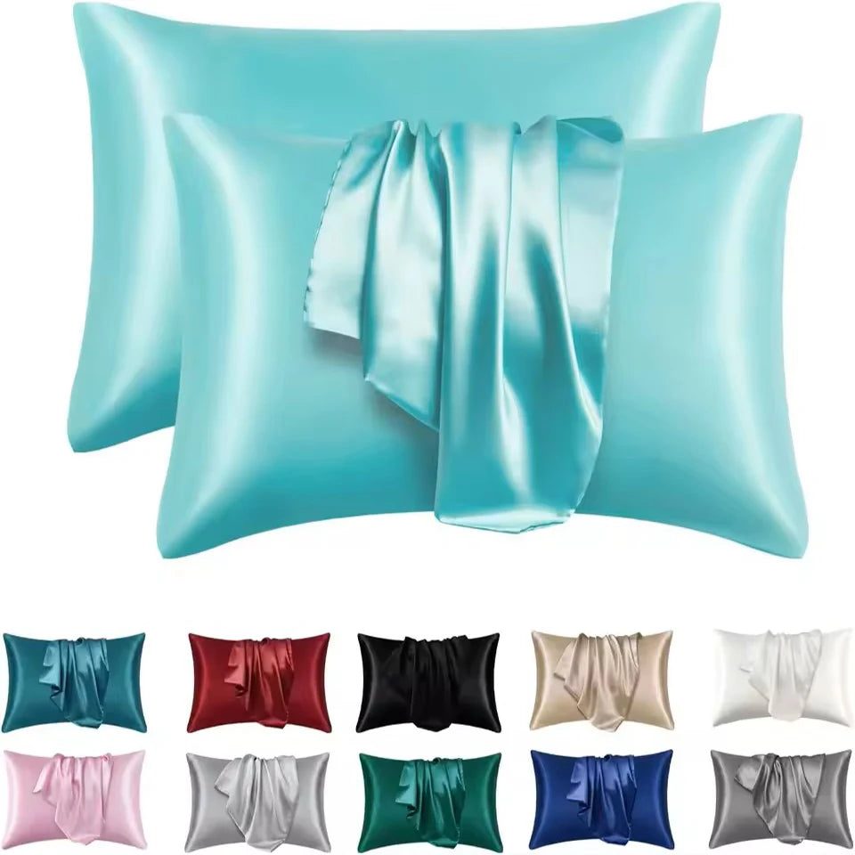 protège oreiller satin cheveux peau ensemble deux housses lit