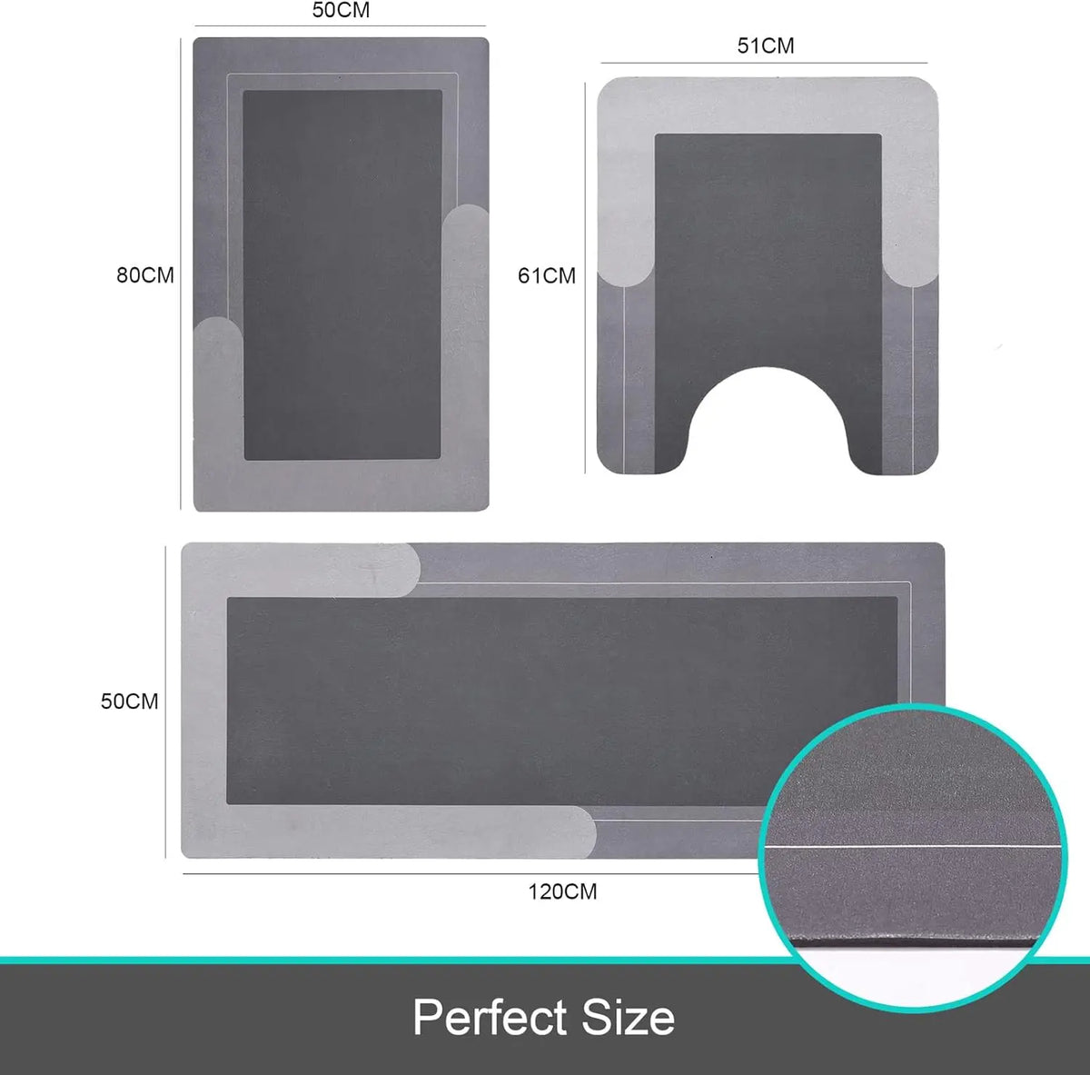 tapis bain gris moderne antidérapant pvc tissé ligne horizontale 50x80cmintérieur