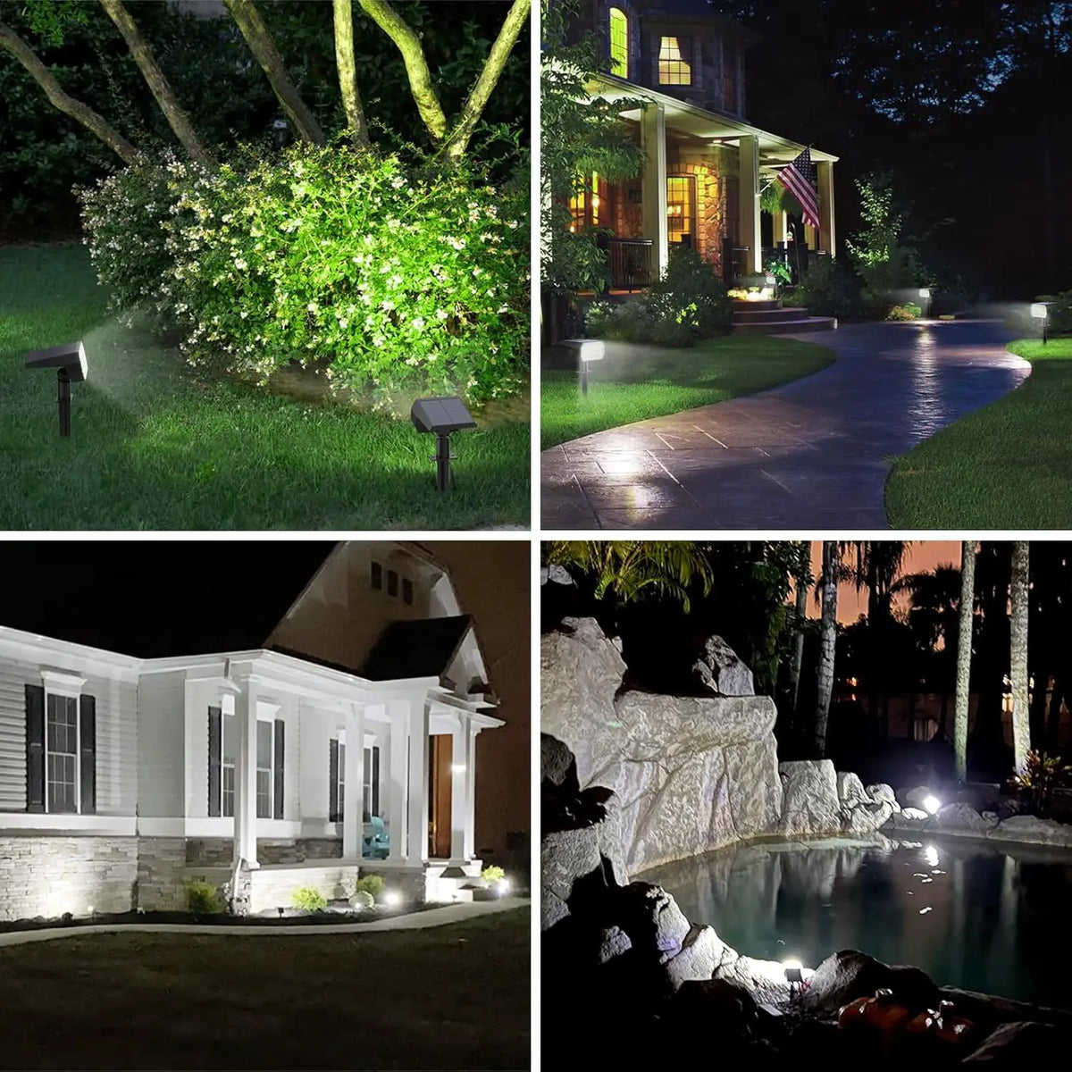 projecteur solaire led imperméable ip65 moderne autoinstallation noir mat extérieur jardin