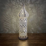 lanterne décorative artisanale moderne motifs géométriques blanc doré anniversaire noël ramadan aïd