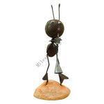 figurine métallique jardin feuilles fleurs décor extérieur moderne artisanal noir bleu vert orange blanc