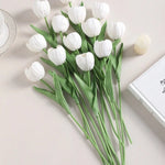 décoration intérieure moderne bouquet tulipes artificielles blanc vert 39cm mariage maison