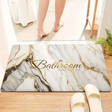 tapis bain imperméable antidérapant marbre doré moderne élégant salon chambre polyester lavable