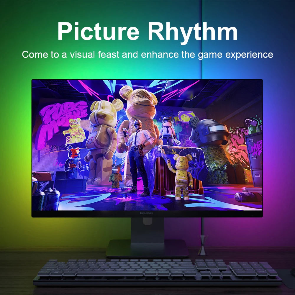 bande lumière led multicolore moderne adhésive contrôleur usb synchronisation d'affichage ramadan événements