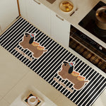 tapis sol moderne rectangle rayures chiots bienvenue maison rouge blanc noir