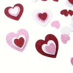 autocollants adhésifs mousse pailletés coeurs rouge rose blanc décoration fêtes diy bricolage 60 pièces