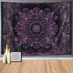 tapisserie murale mandala floral violette boho chic salon chambre décoration polyester moderne